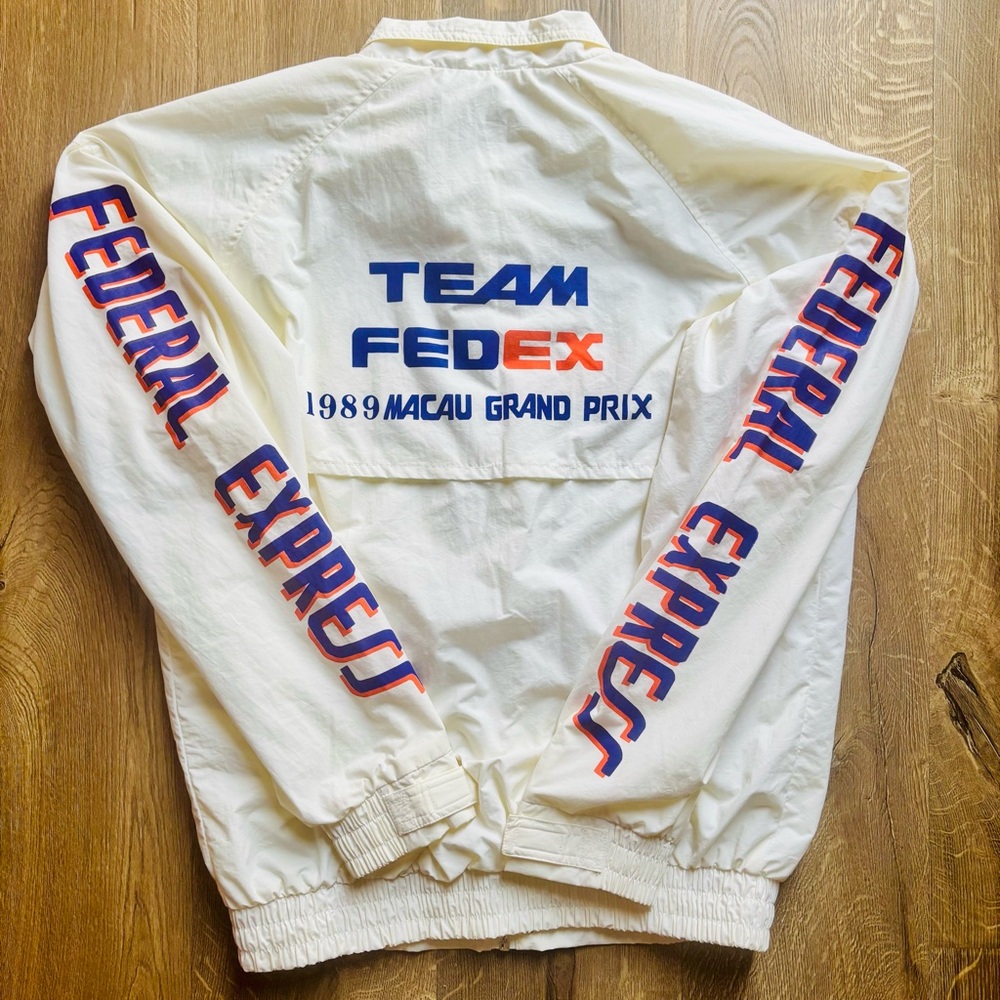 Vintage 1989 Team FedEx Grand Prix Macau Grand Prix White Windbreaker Jacket